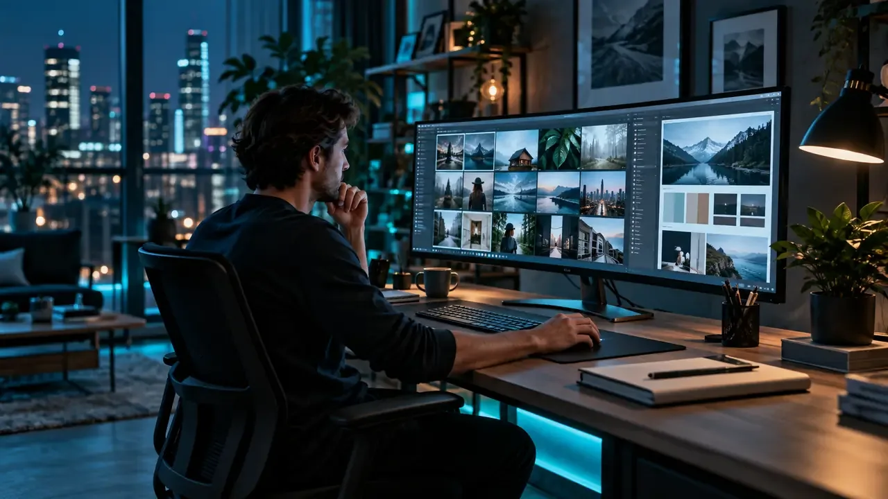 Editorial visual for where to sell ai art showing a modern stock-image, creative, or licensing workflow