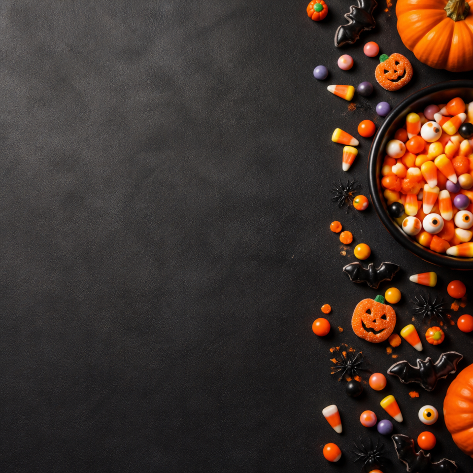 Halloween candy side border black copy space