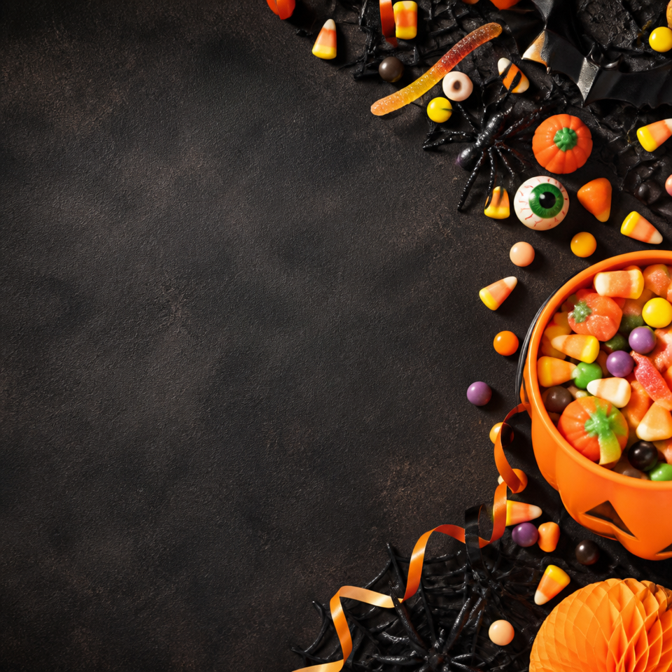 Halloween candy side border charcoal background