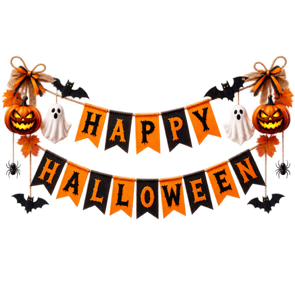 Happy halloween banner ghosts jack o lanterns