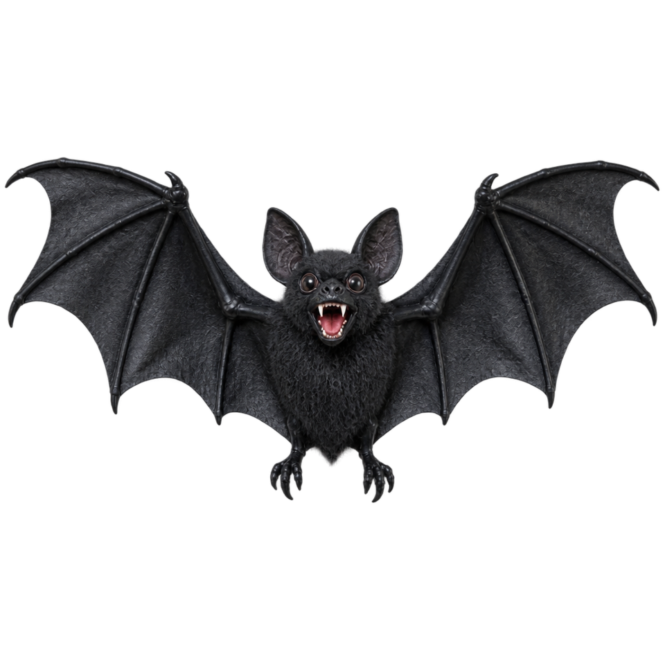 Black bat spread wings halloween decoration
