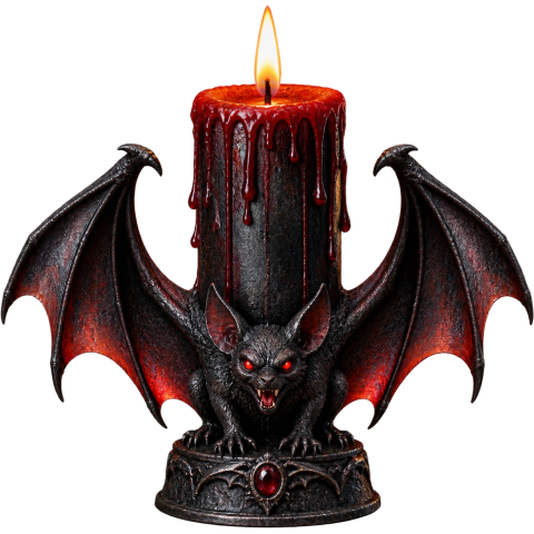 Black candle bat wings dripping red wax