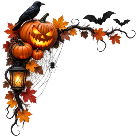 Halloween pumpkin crow lantern autumn corner decoration