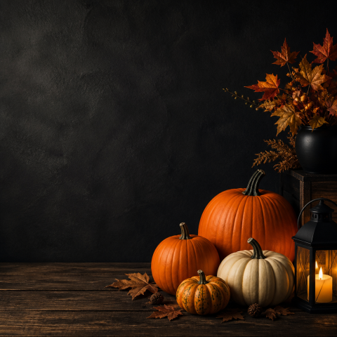 Halloween pumpkin lantern dark still life copy space