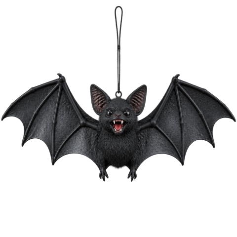 Hanging black bat decoration pointed ears
