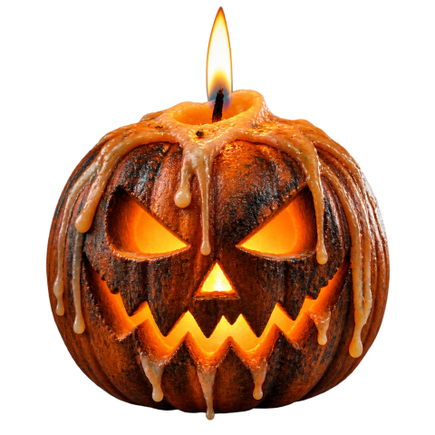 Jack o lantern candle dripping wax flame