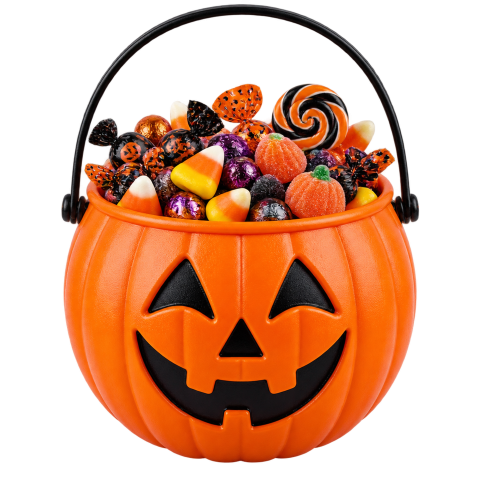 Jack o lantern candy bucket filled sweets