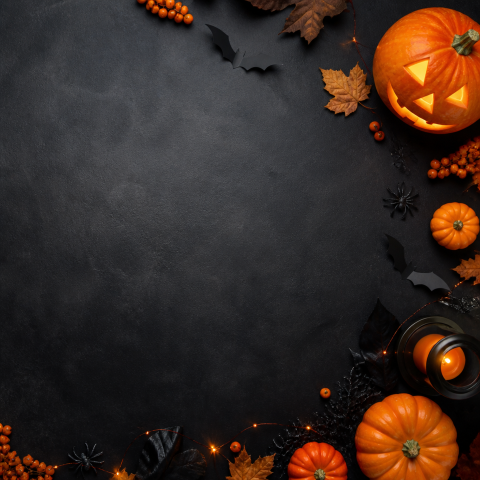 Halloween pumpkin autumn border dark background