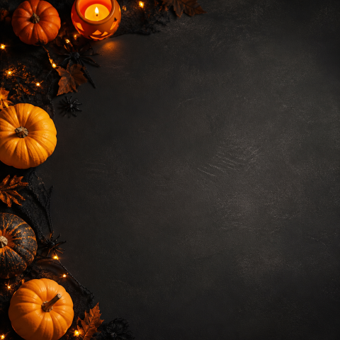 Halloween pumpkin border charcoal copy space