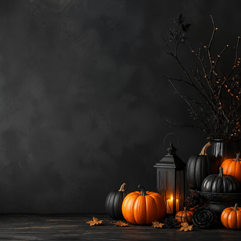 Halloween pumpkin lantern charcoal copy space