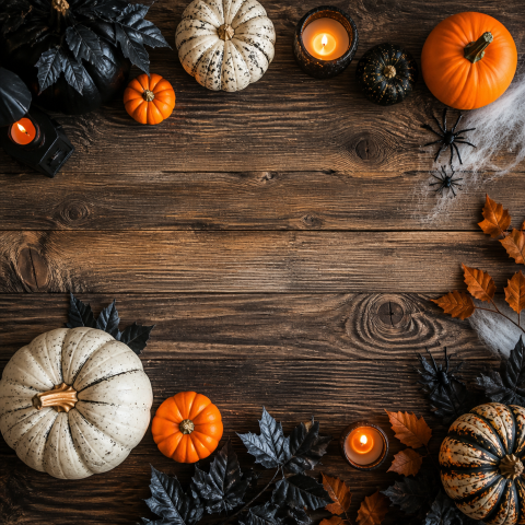 Halloween pumpkin rustic wood autumn frame