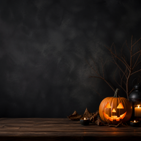 Jack o lantern dark halloween copy space background