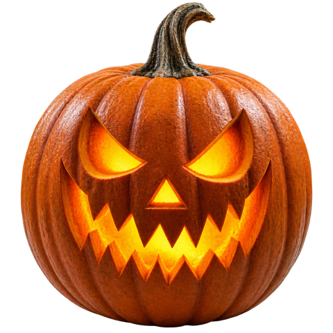 Glowing jack o lantern long stem jagged grin