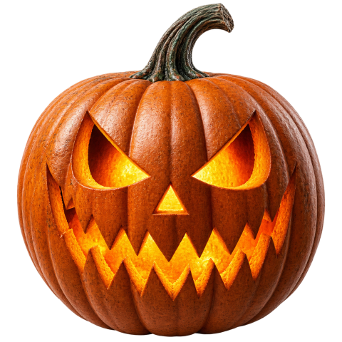 Glowing jack o lantern wide zigzag grin
