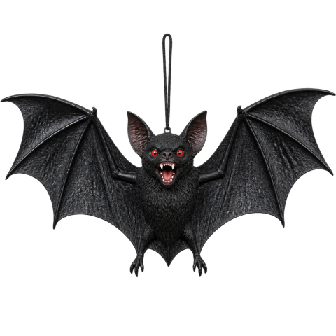 Hanging black bat halloween ornament spread wings
