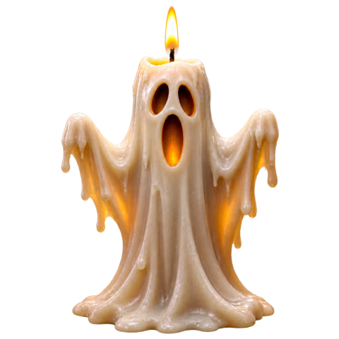 Melting ghost shaped candle halloween flame