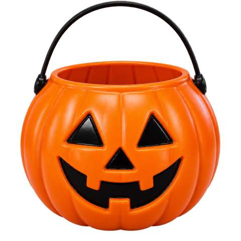 Orange jack o lantern trick or treat bucket